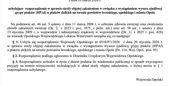 ROZPORZĄDZENIE NR 0510/P/2/2026 WOJEWODY OPOLSKIEGO z dnia 16 marca 2026 r.
